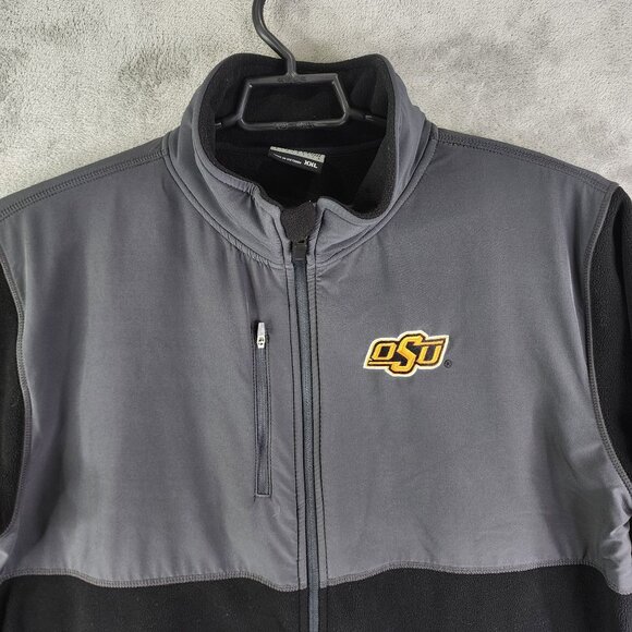 Men's Colosseum Athletics OSU Cowboys Fleece Jacket Gray & Black Full Zip XXL - Picture 4 of 9